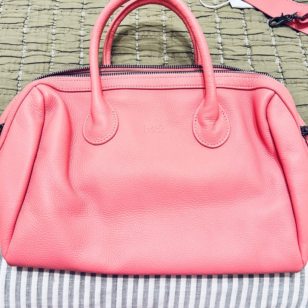 Vibrant Coral Leather Beck Satchel